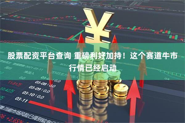股票配资平台查询 重磅利好加持！这个赛道牛市行情已经启动